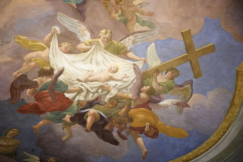 Musicians performing near the church altar during an Advent concert in Vienna.